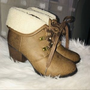 Brown Heeled Booties Size 6